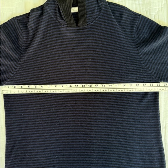 Daniel Buchler Striped Wool Cotton Hoodie Sweater XL Navy Gray - Picture 4 of 10